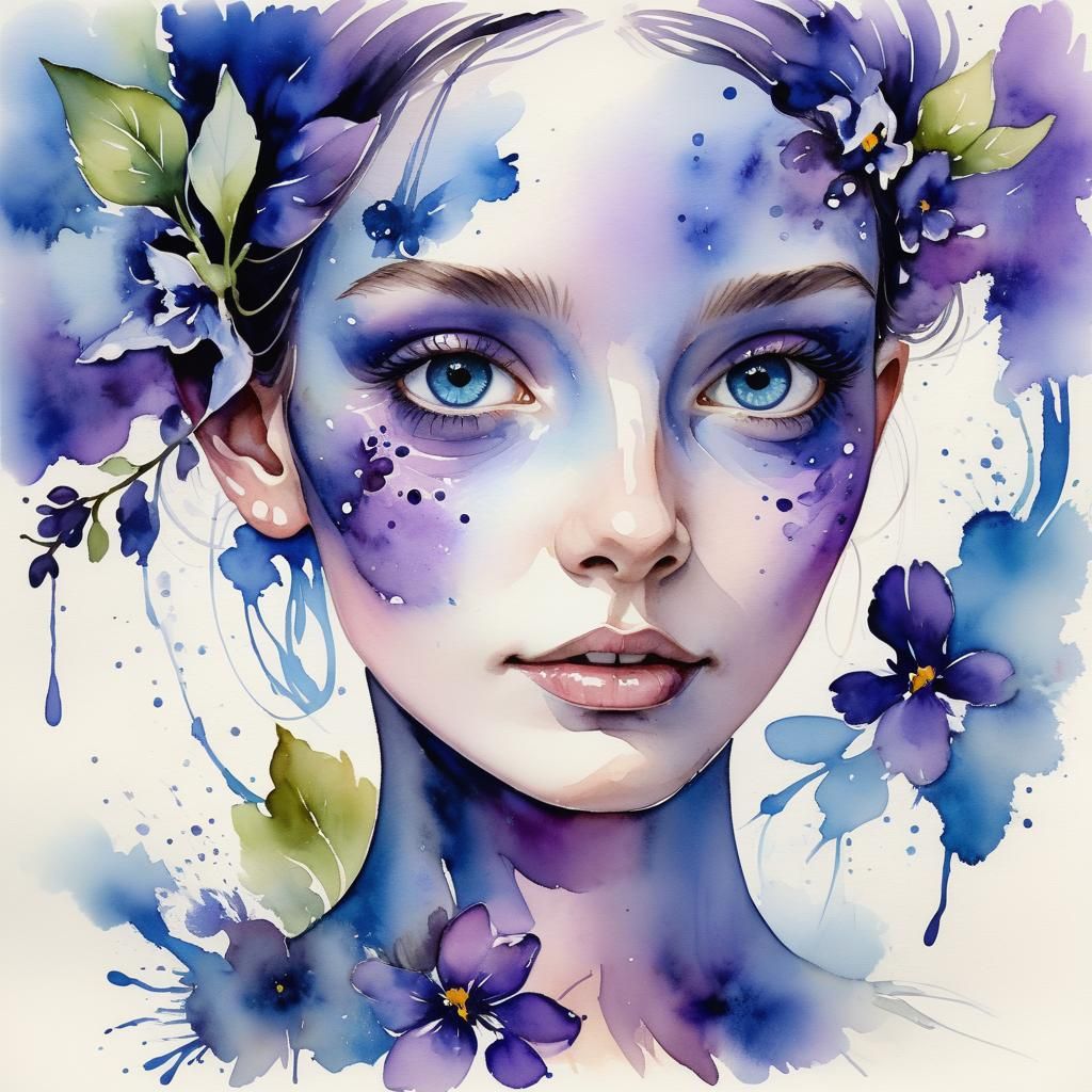 Ethereal Fantasy Creature: Watercolor Portrait