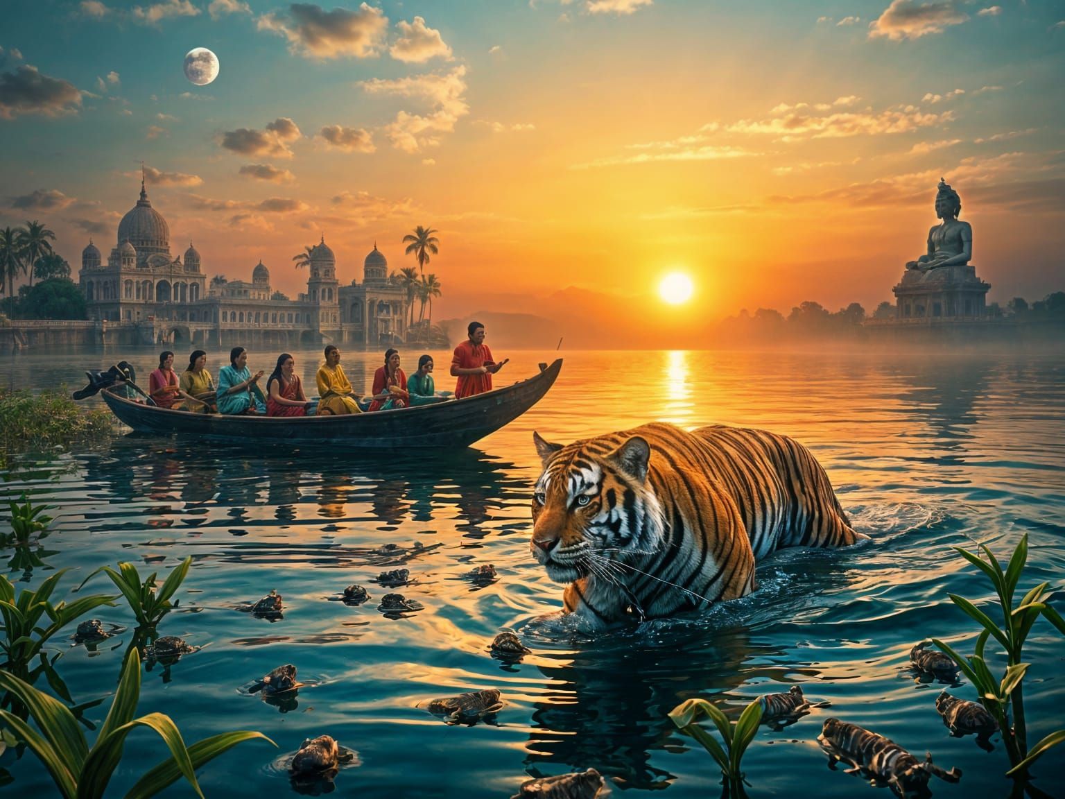 Sunderbans Tiger Emerges at Sunset