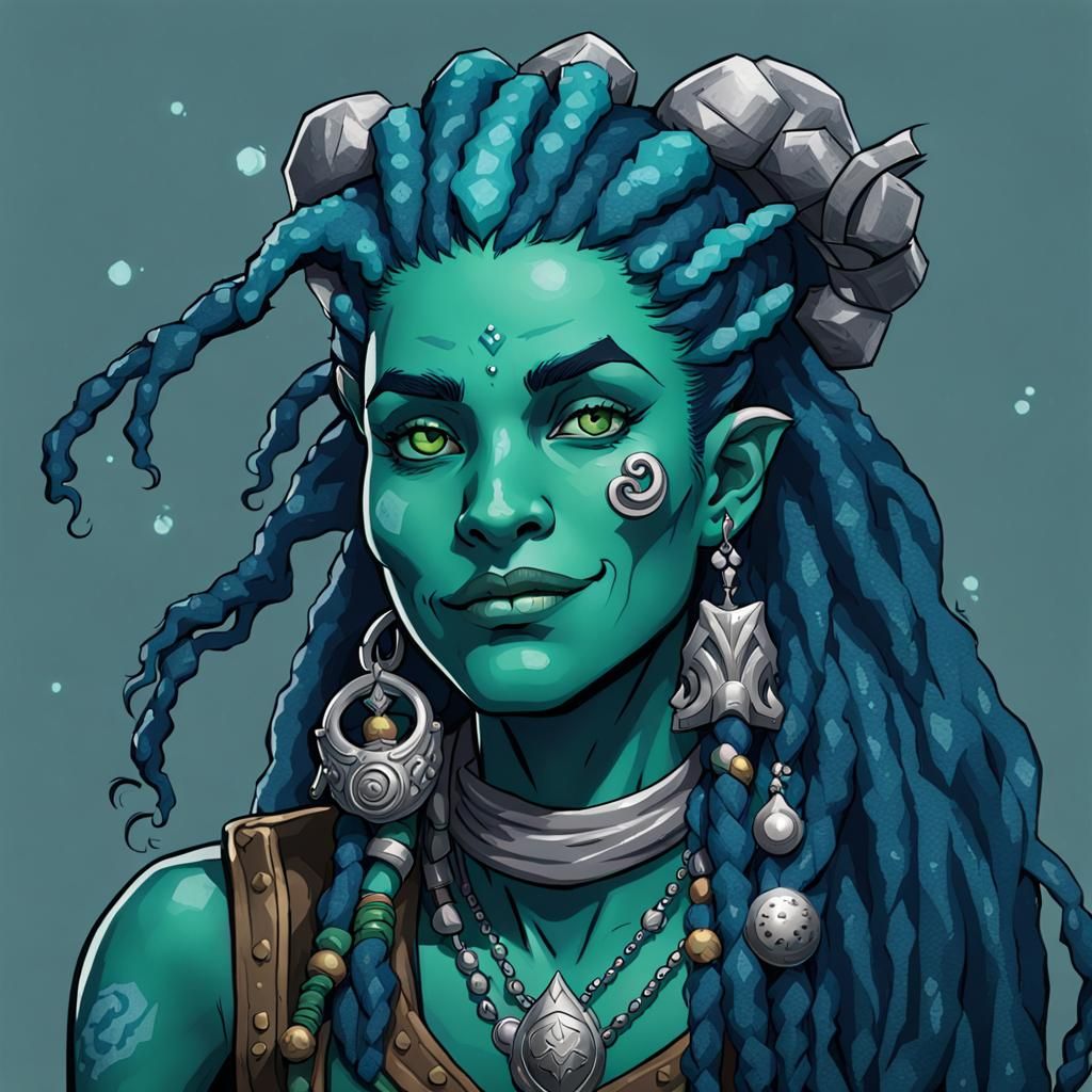 D&D Character Portrait: Female Triton Rogue