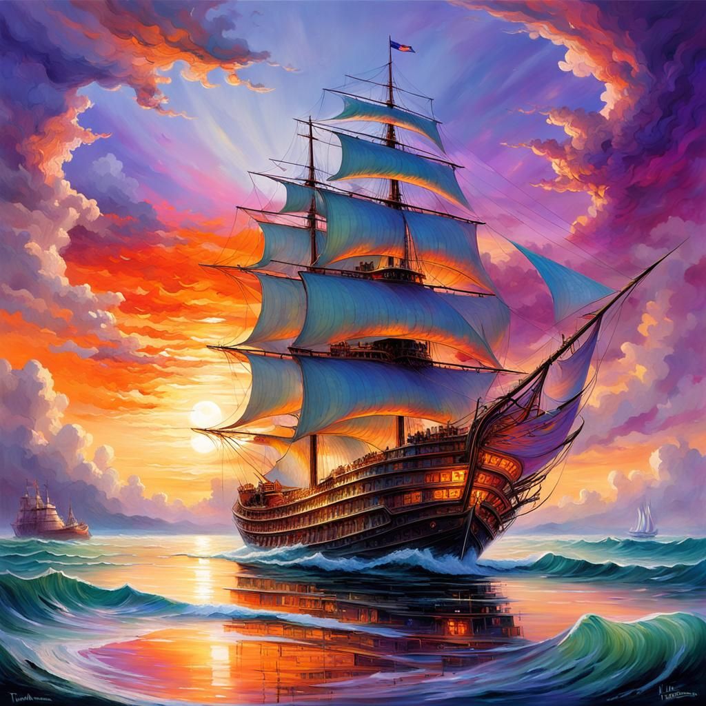 Biomimetic ship with organic shapes inspired by nature, smoo...