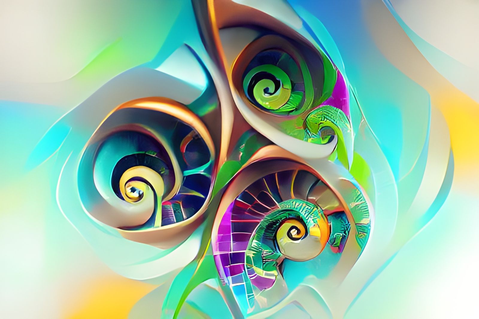 Vibrant Spirals in Art Nouveau Fractal Design