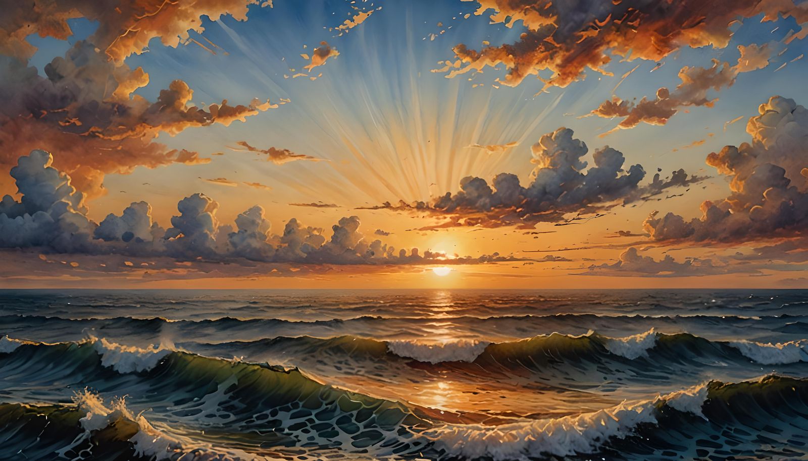 Fantasy Sunset in Hyperrealistic Watercolour Painting