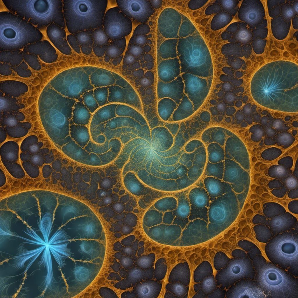 Microscopic Fractal World: A Surreal Oil Painting