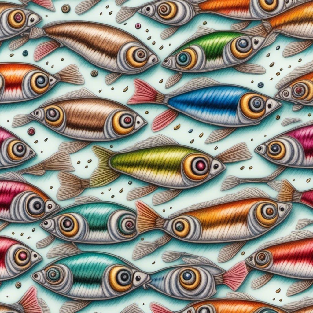 Droste Effect: Infinite Sardines in Pencil Sketch