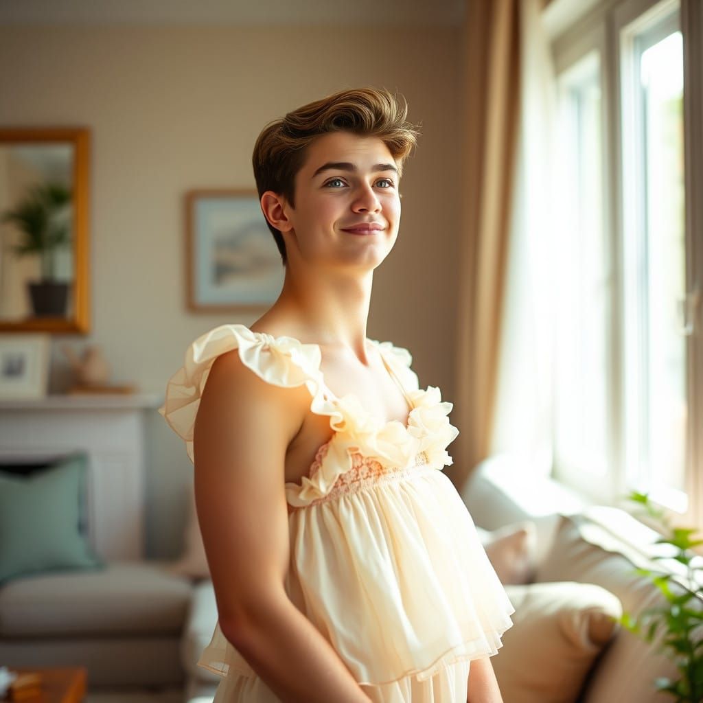 Charming Young Man in Easter-Themed A-Line Minidress