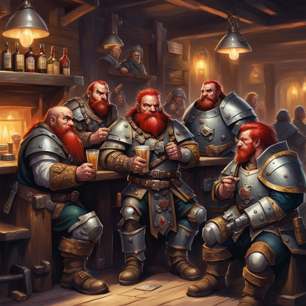 Fantasy Dwarf and Friends in Warhammer Armor