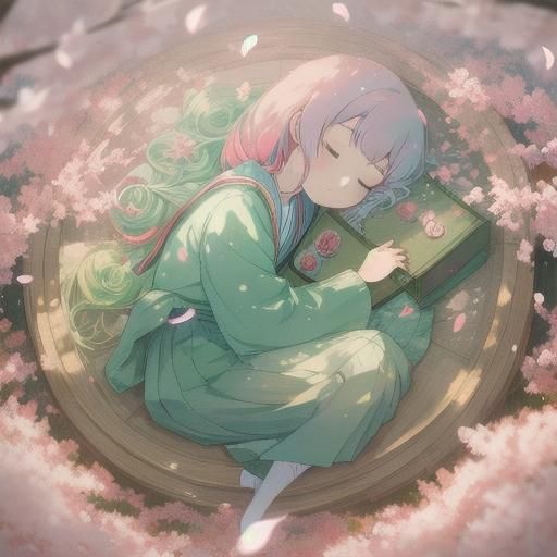 Anime Girl Sleeps in Bento Box