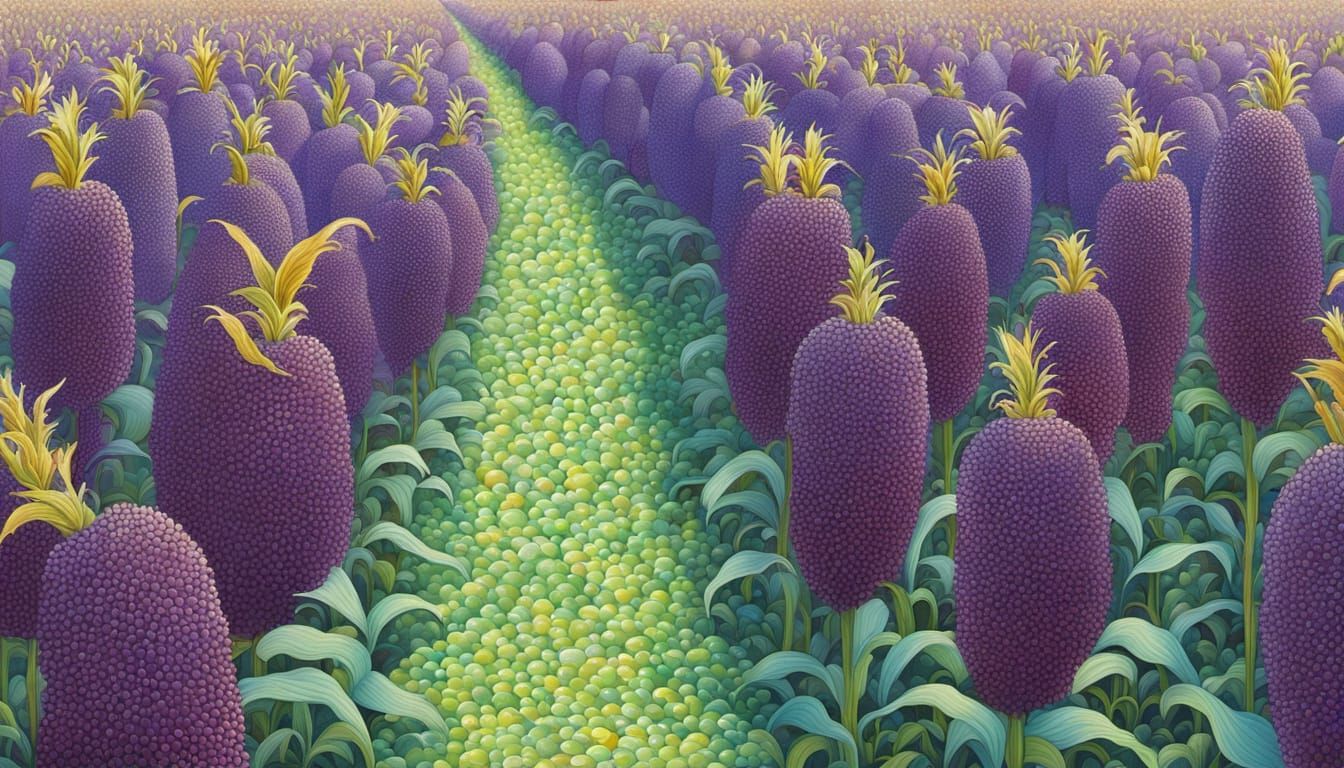 Abstract Surrealist Corn Field Surfing Painting
