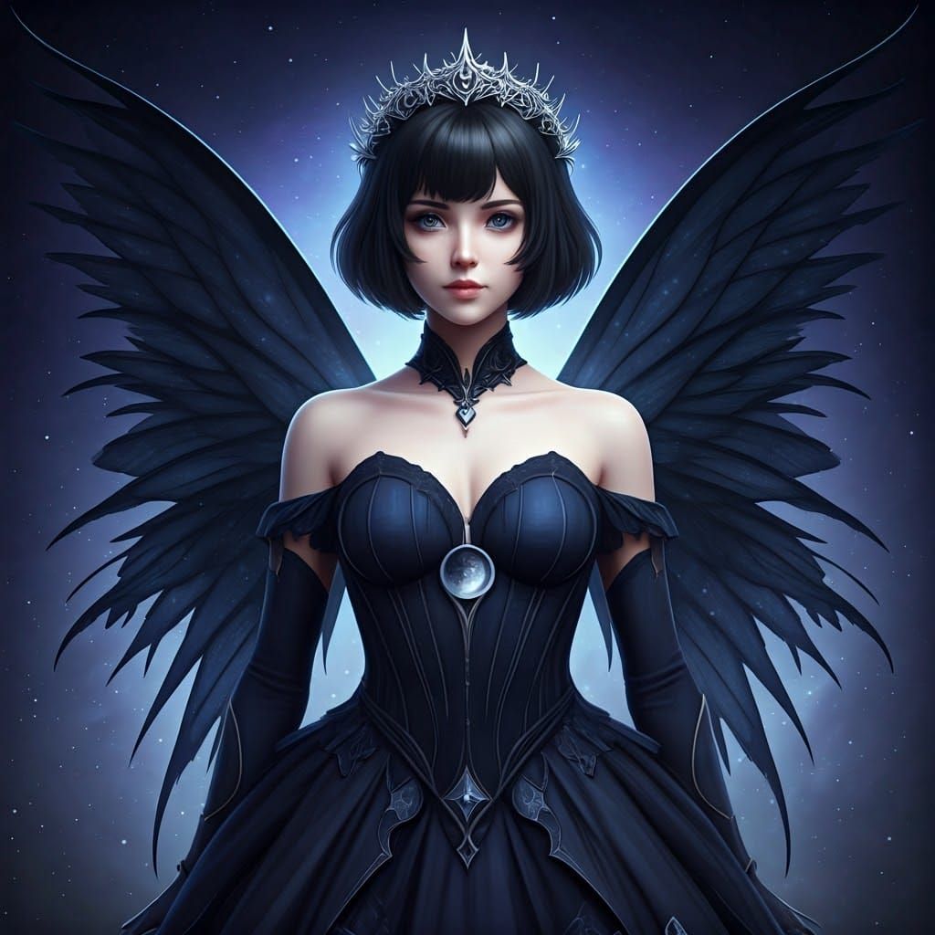 Night Fairy with Moon Dress in 3D Anime Style
