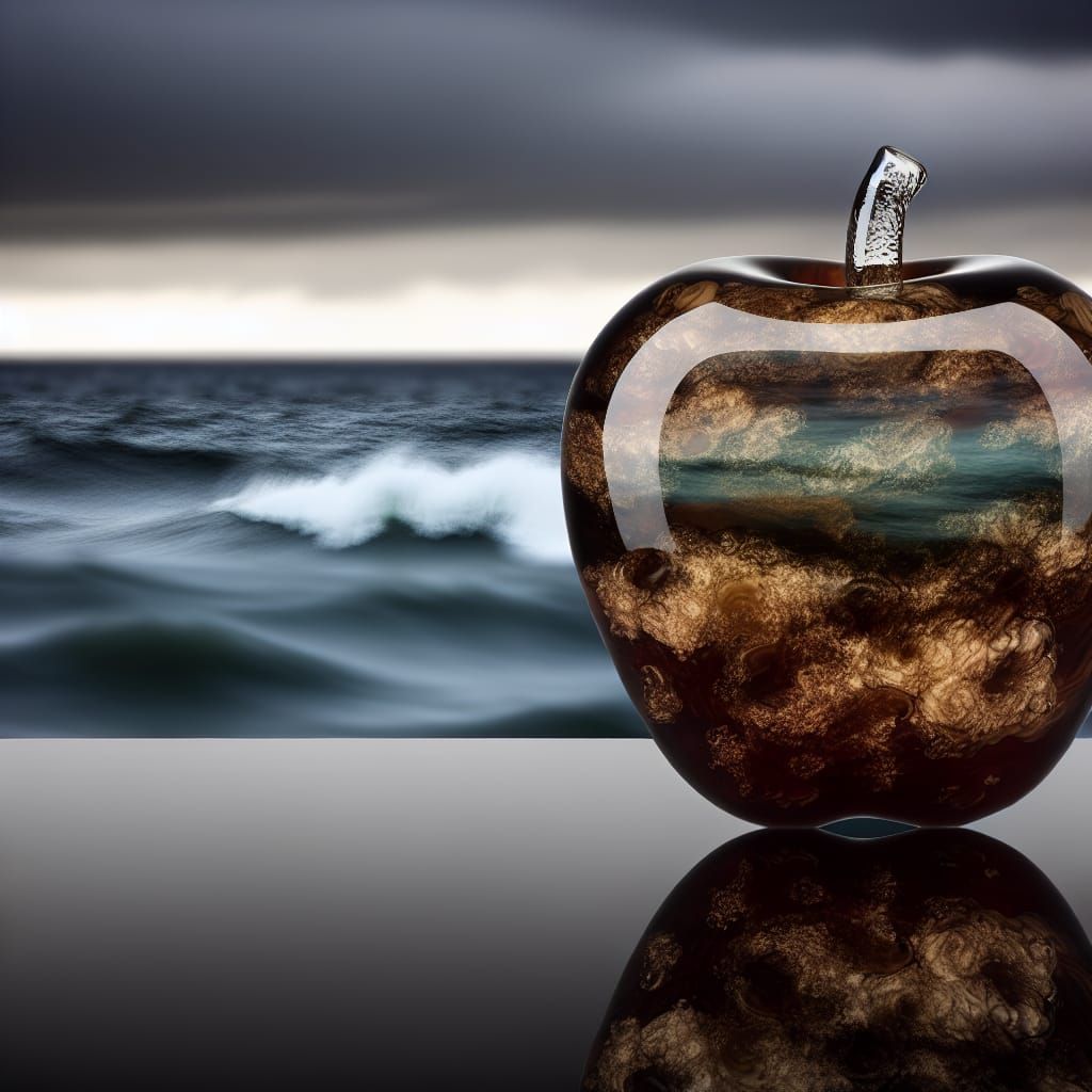 Stormy Sea Merged With Earthy Glass Apple