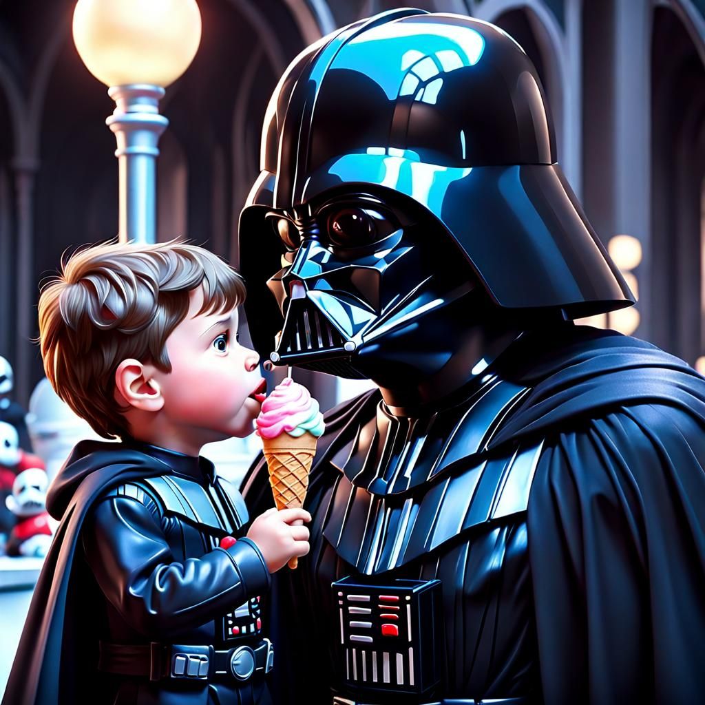Darth Vader and Son Eating Ice Cream
