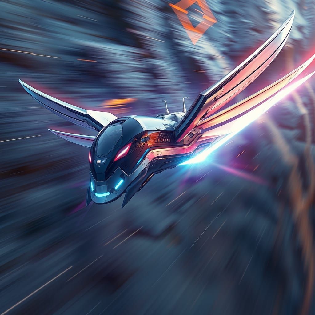 Futuristic Train Soars Through the Sky with Blazing Trail