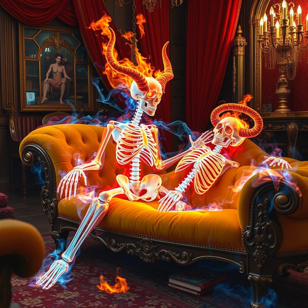 Photorealistic Portrait of a Horned Fire Goddess