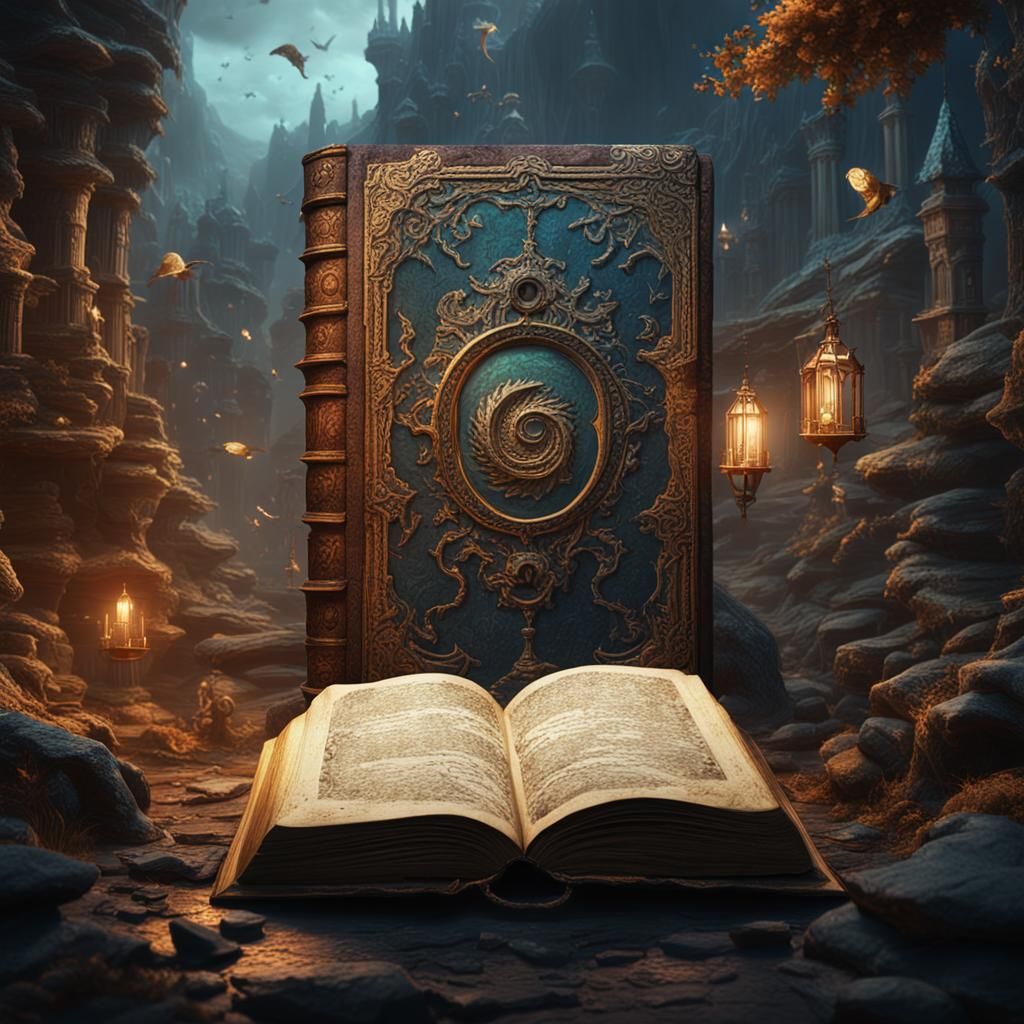 Ghost Emerges from Book: Detailed Fantasy Art