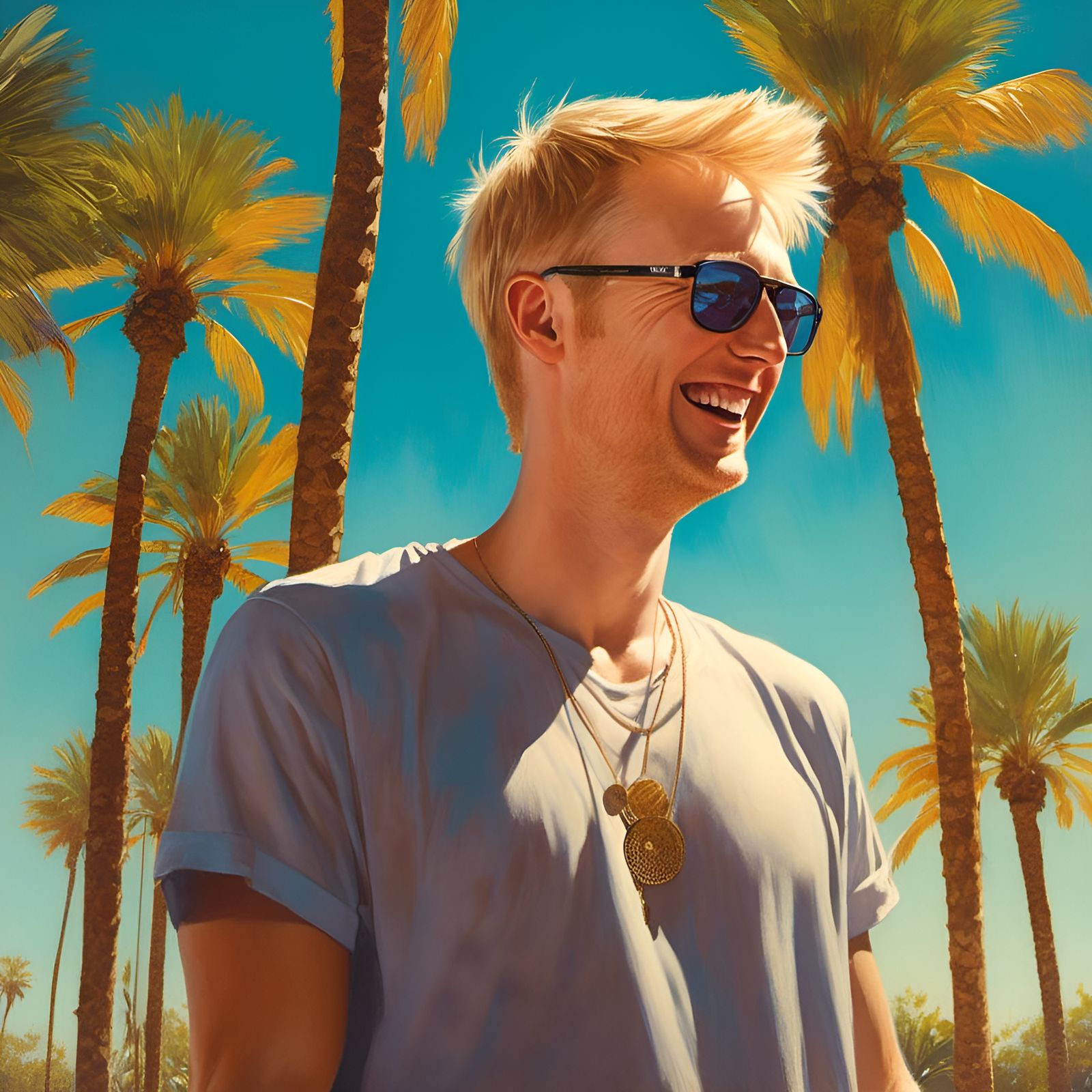 Happy Man on Sunny Day: Classic Digital Art