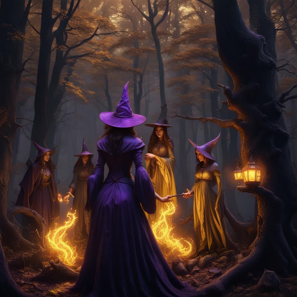 Witches Familiars in Dark Fantasy Forest