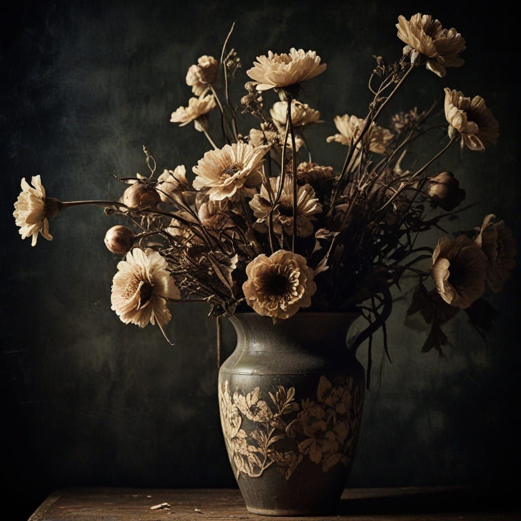 Sinister Dead Flowers in Grunge Art Style