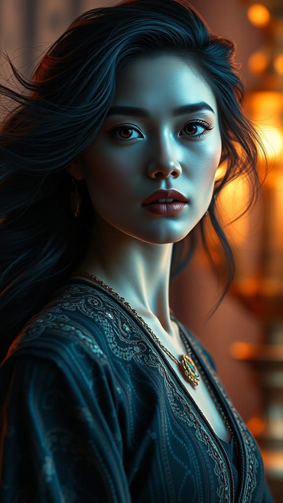 Elegant Woman in Ornate Art Nouveau Style