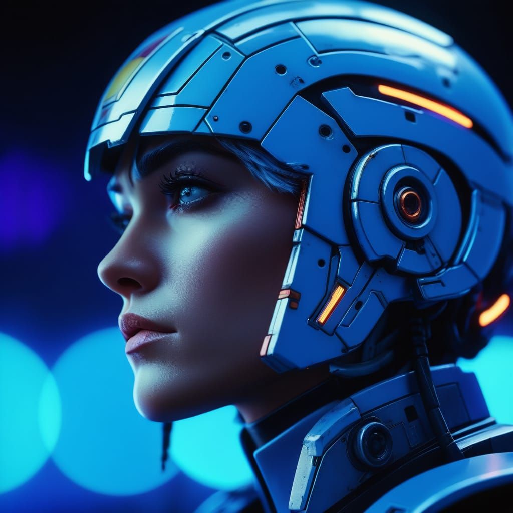 Robotech Valkyrie Face in Retro-Futuristic Style