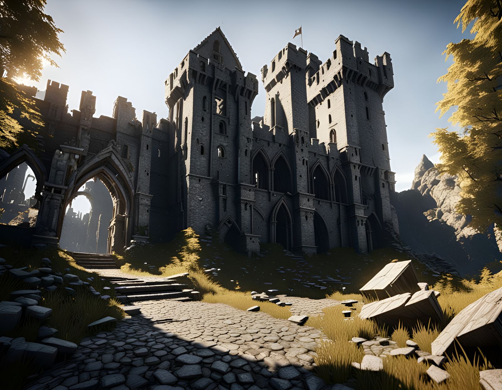 Medieval Castle Ruins with Dynamic Lighting
