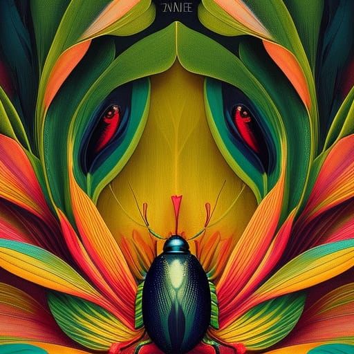 Detailed Beetle Portrait in Naturalist Style