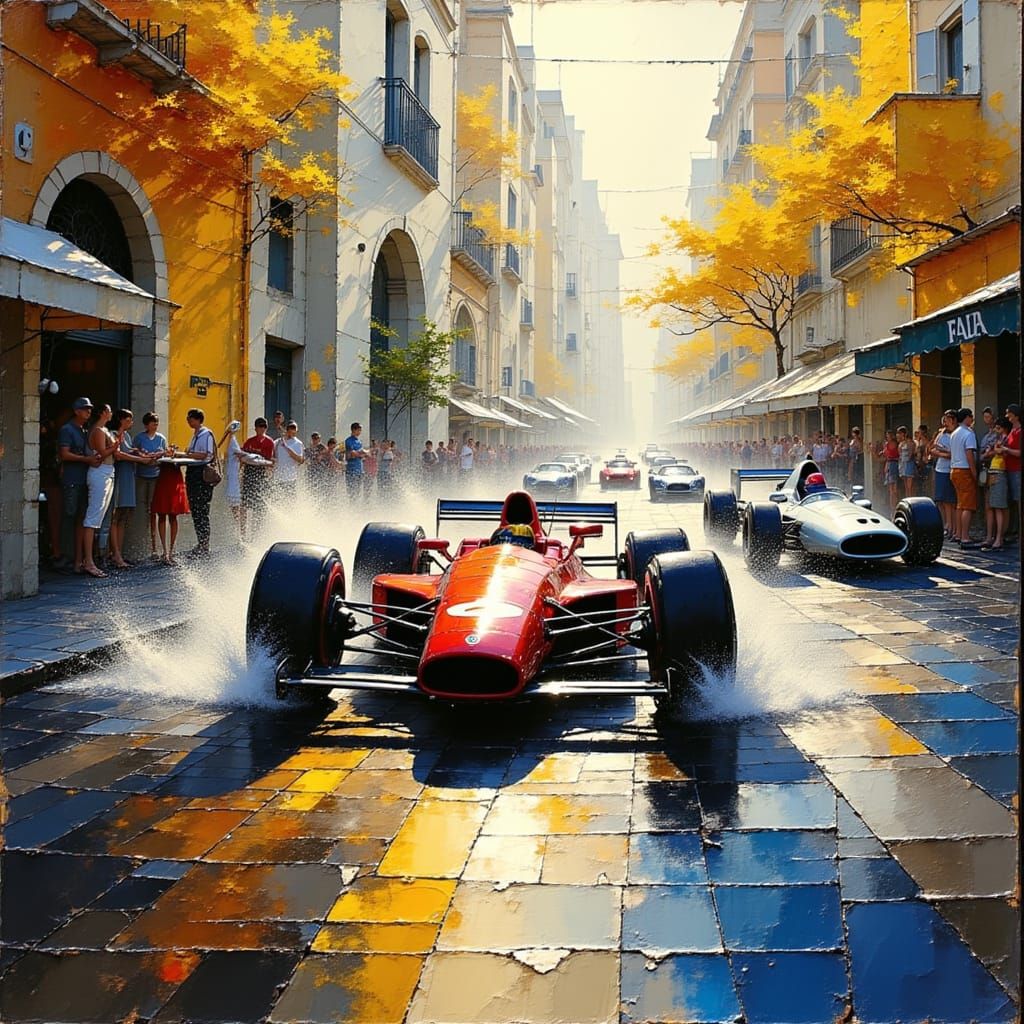 Monaco F1 Race Impressionist Painting