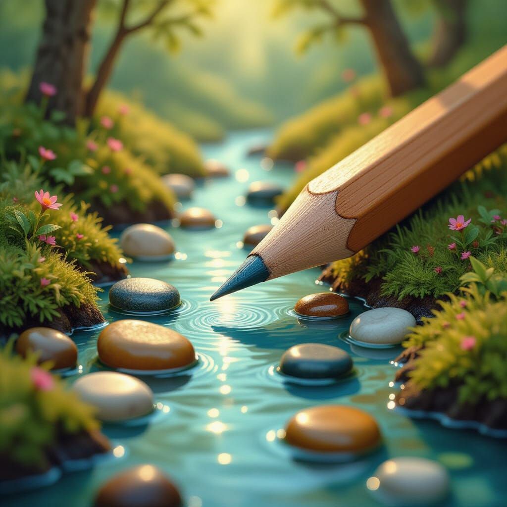 Magical Pencil Diorama: Woodland Stream and Stones