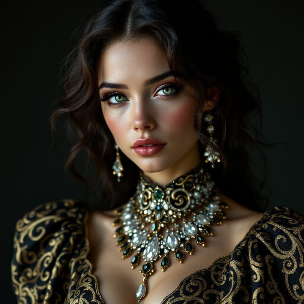 Luminous Portrait in Art Nouveau Style