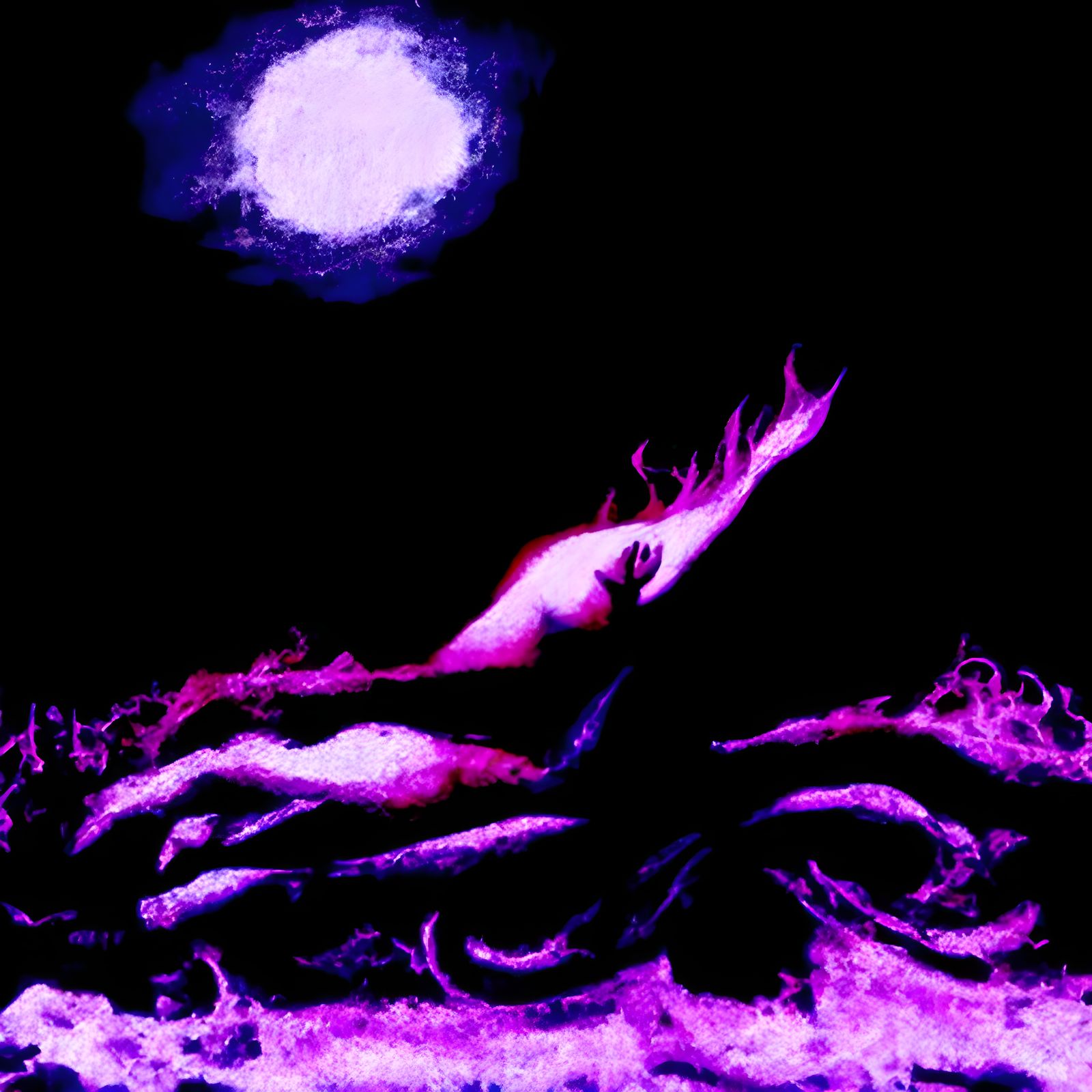 Night Sea Journey Charcoal Drawing: Dark Surrealism