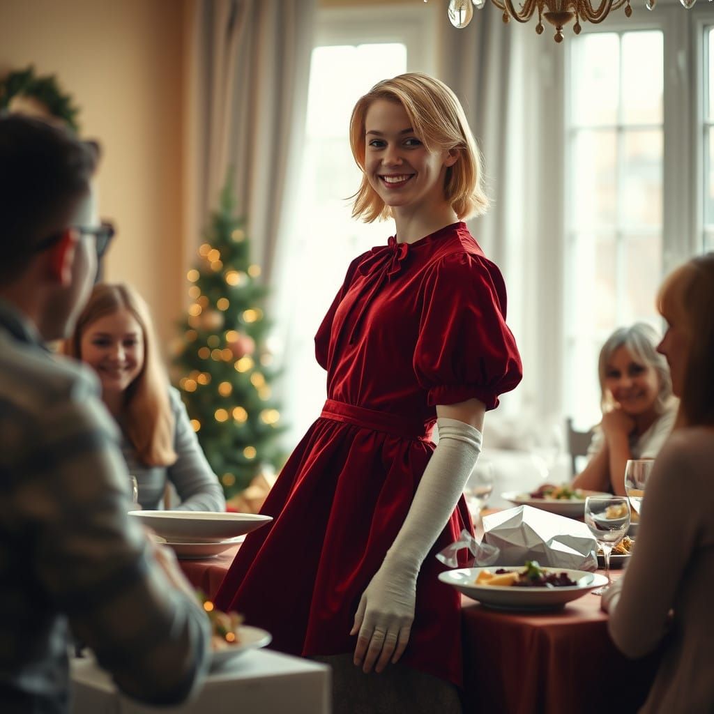 Elegant Christmas Portrait in Velvet Red
