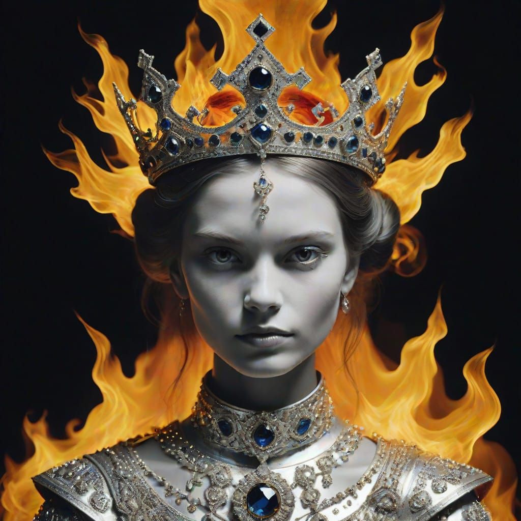 Fiery Goddess Portrait in Vibrant Colors