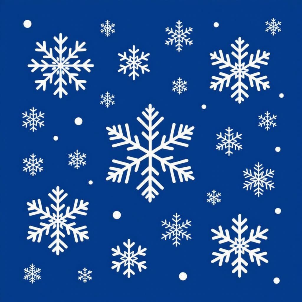 Delicate White Snowflakes on Deep Blue Background