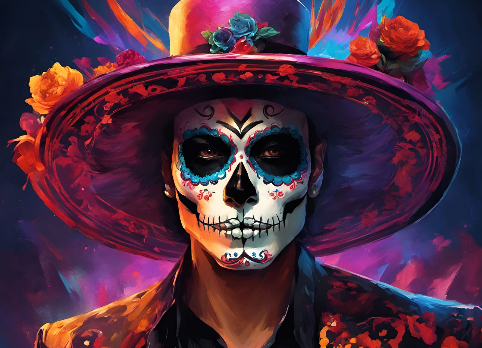 Day of the Dead Skull Facepaint in Anime Style