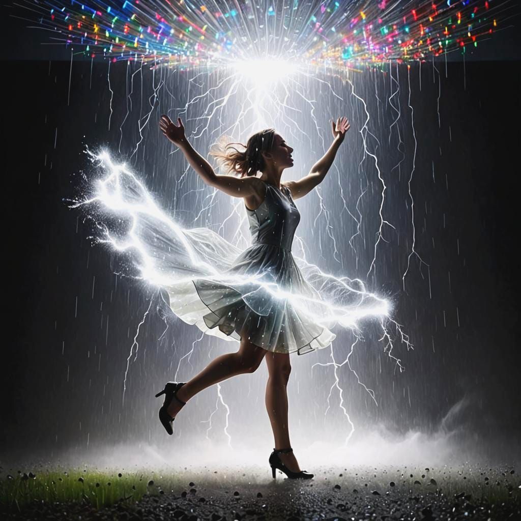 LED Rainstorm with Lightning in High Definition