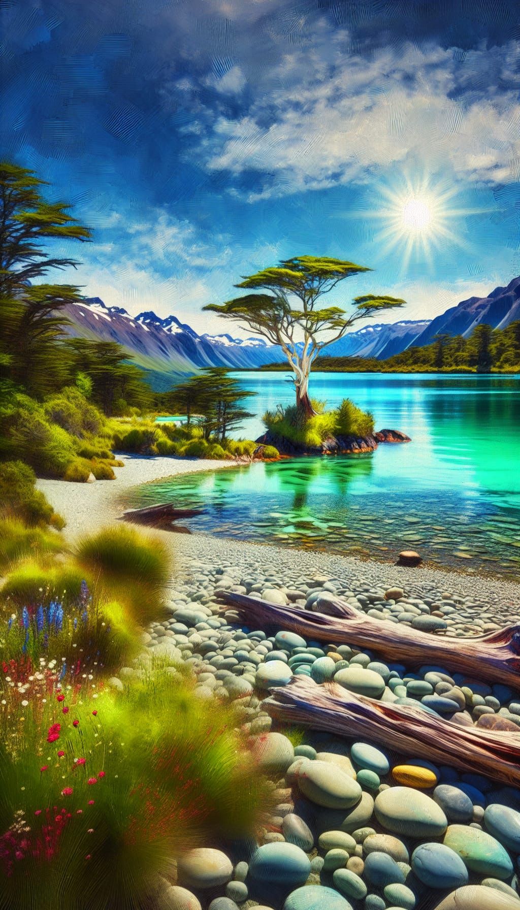 Idyllic Lakeside Nature Reserve Oil Painting