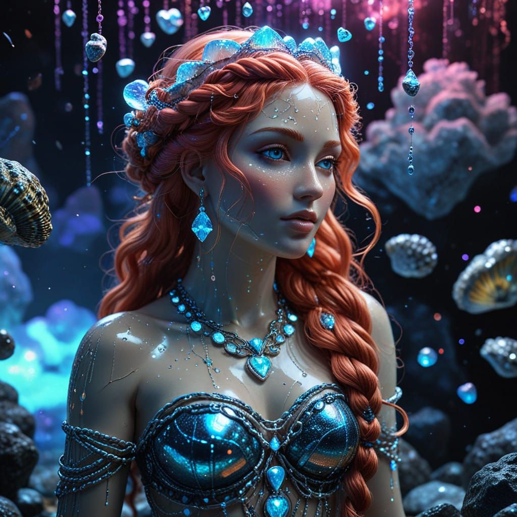 Aphrodite Goddess with Strawberry Hair and 3D Hologram Heart