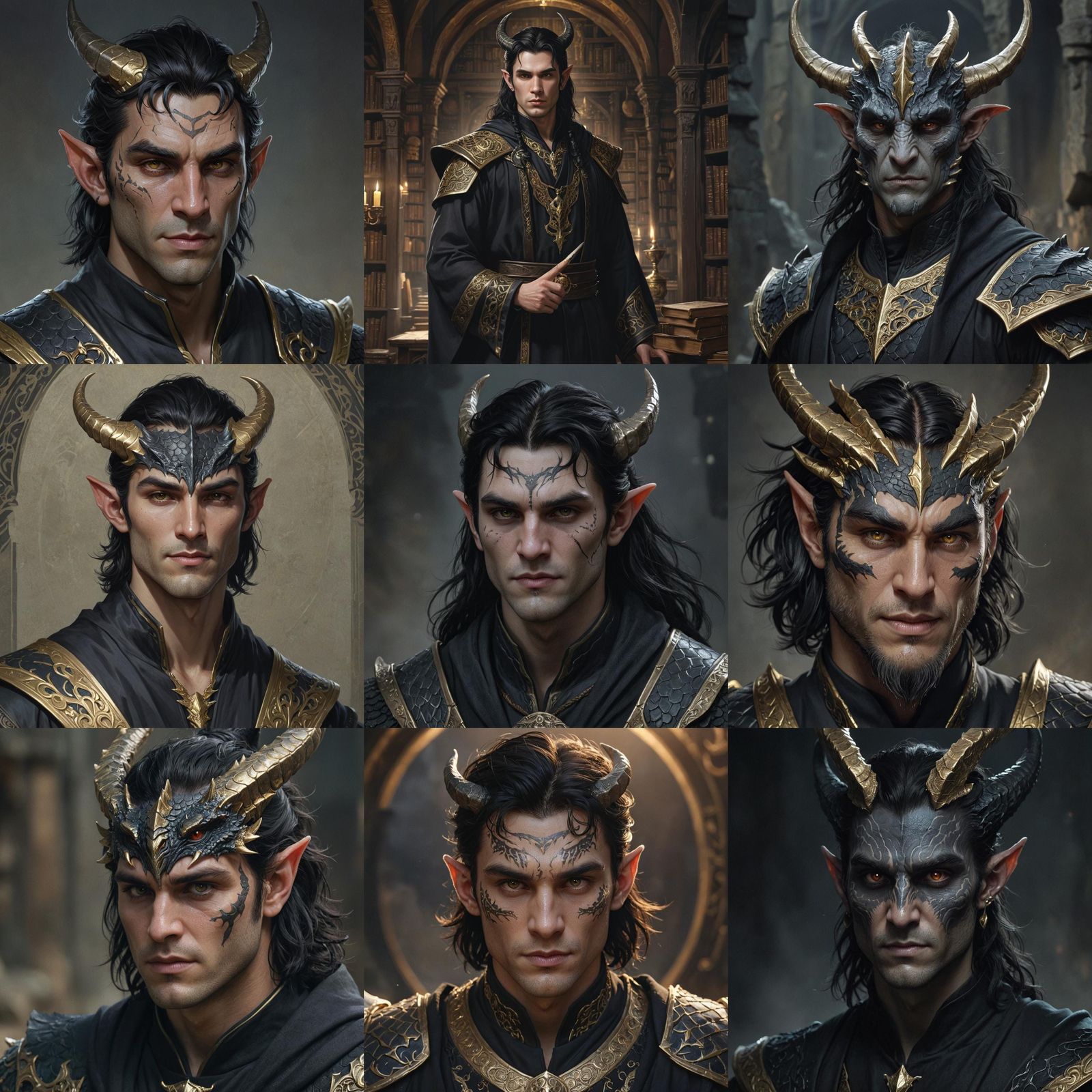 Dragonborn Half-Elf Portrait in Dynamic Lighting