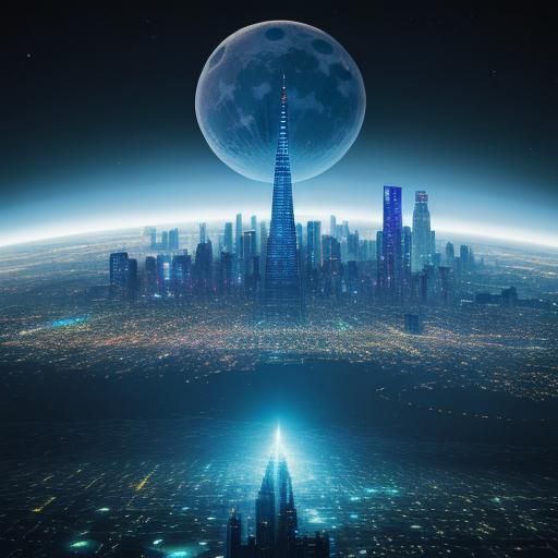City on the Moon: Holographic Astral Illustration