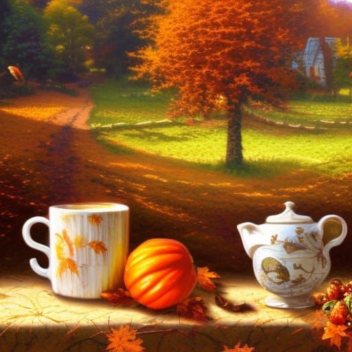 Autumn Harvest Coffee Mug in Photorealistic Style