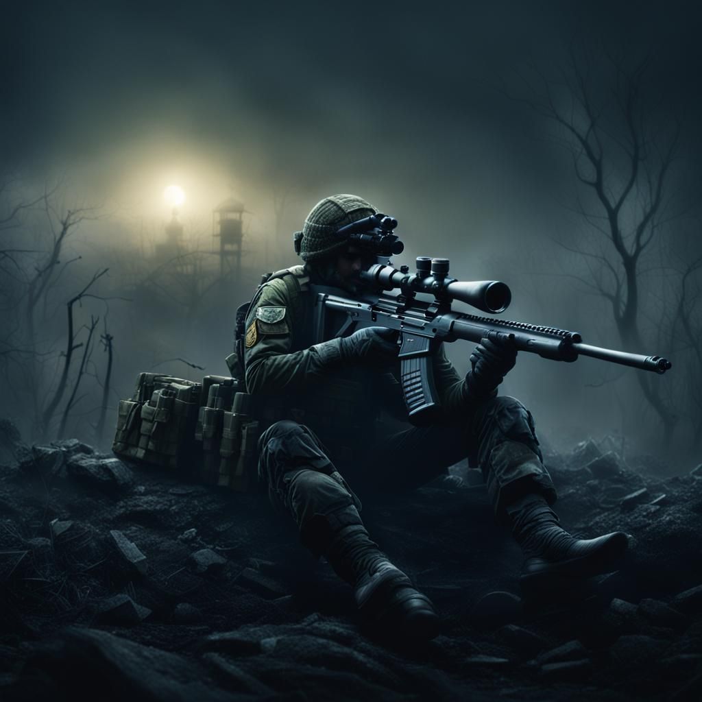 Sniper in Shadows: Dark Foggy Night