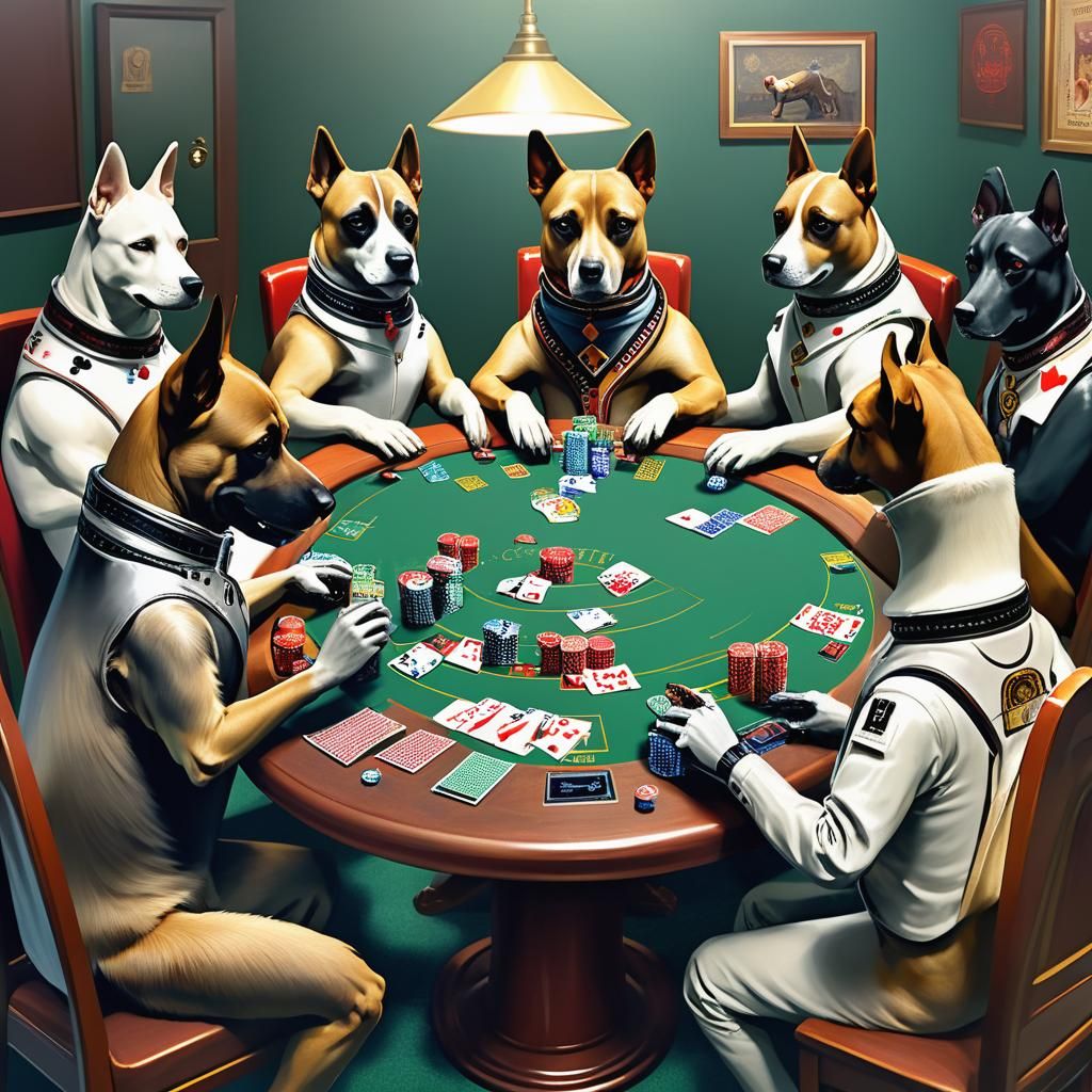 Android Cyber Dogs Play Poker in Classic Style