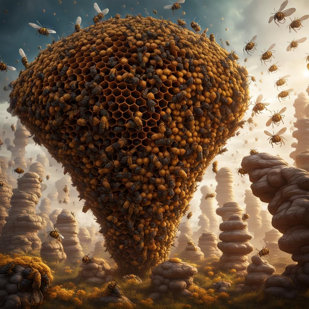 Robotic Bees Construct Mega Structure at Huge Beehive