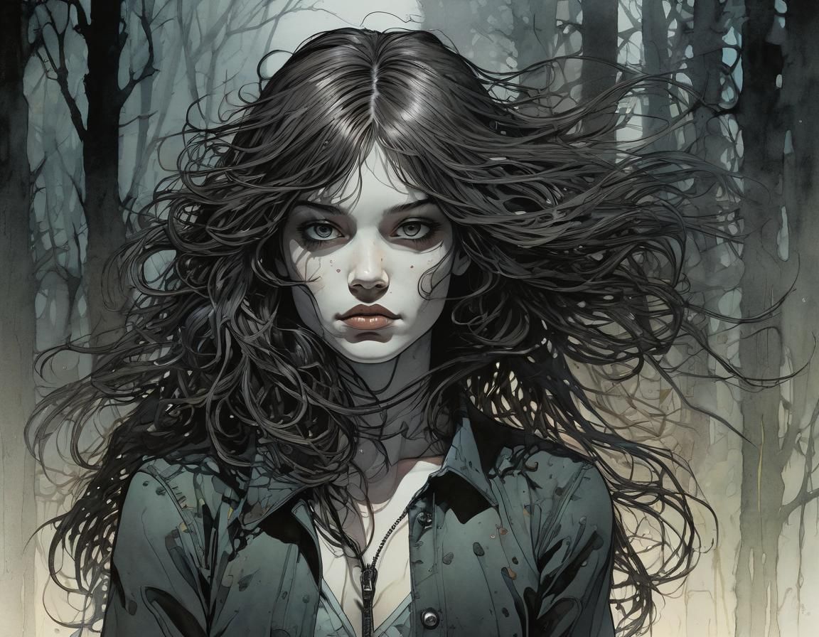 16k, raw, expressive colored ink wash art style characterize...