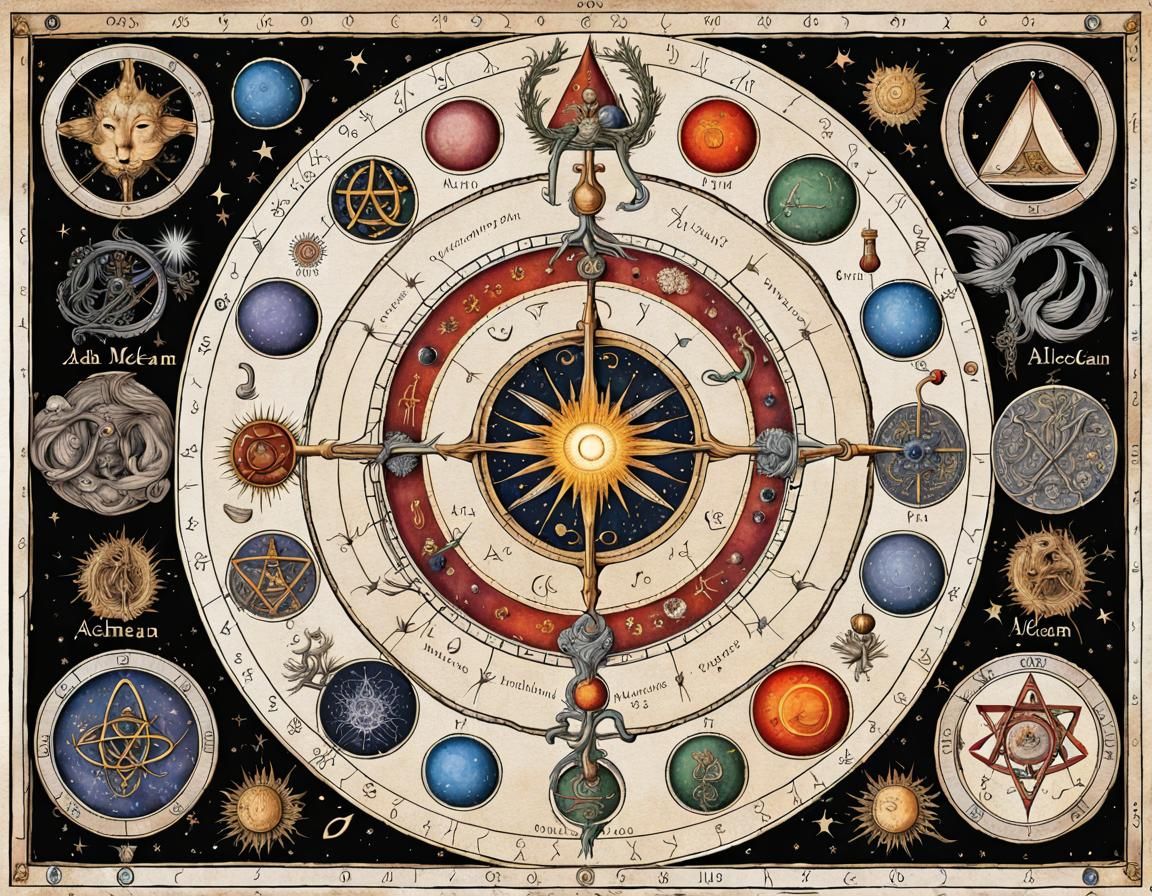 Medieval Gothic Alchemical Astrological Chart