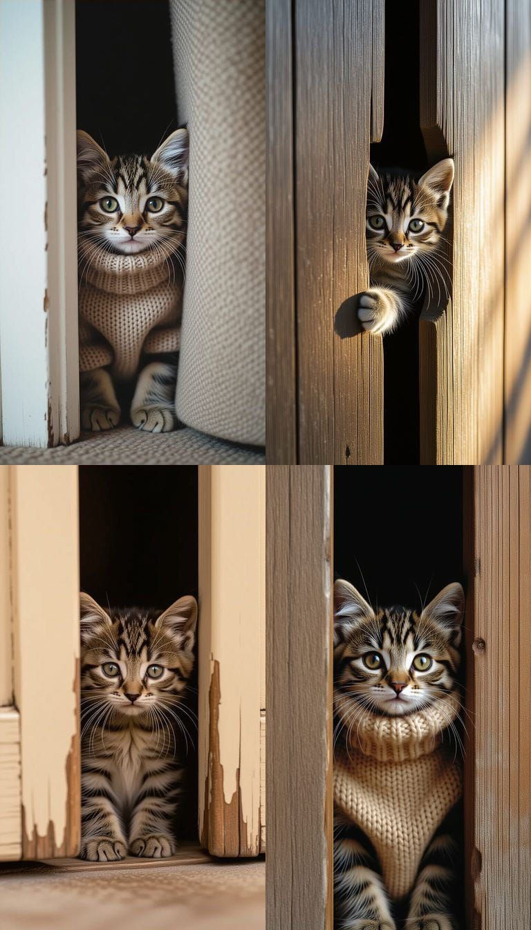 Kitten Peek: A Cinematic Film Still