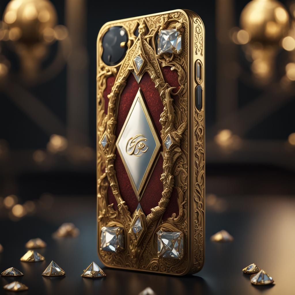 Diamond iPhone with Business Card, Detailed Matte Painting
