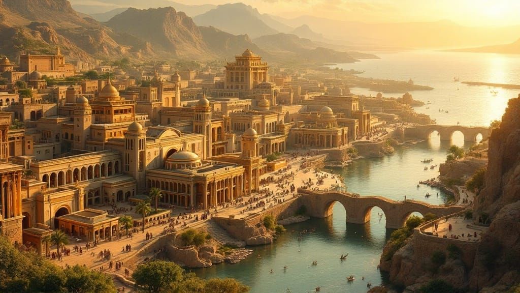 Ancient Themiscyra Cityscape in Bronze Age Style