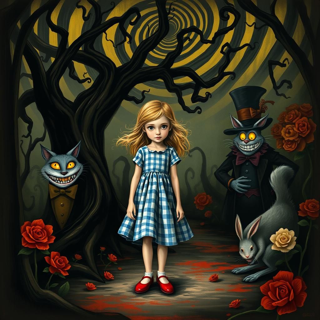 Girl in Twisted Wonderland Forest, Greg Rutkowski Style