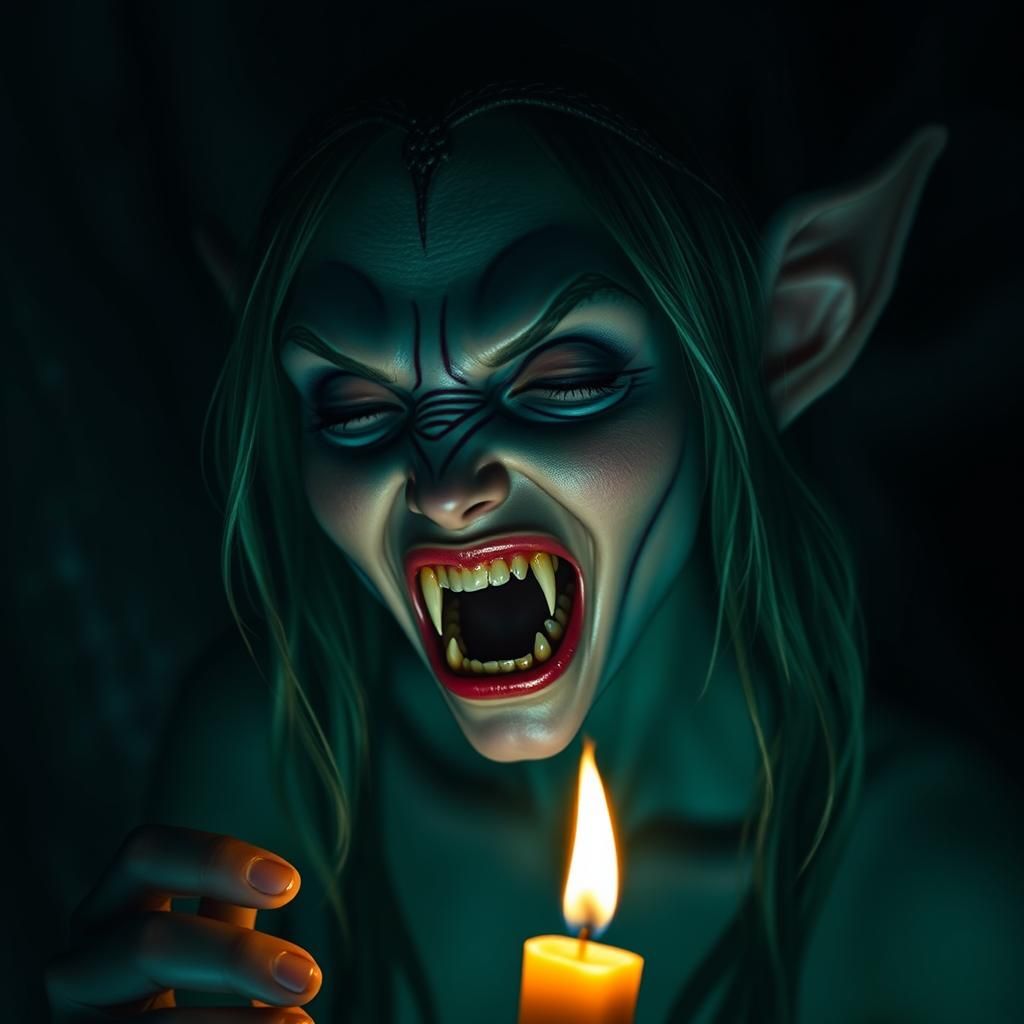 Dark Elf Vampire Portrait with Candlelight