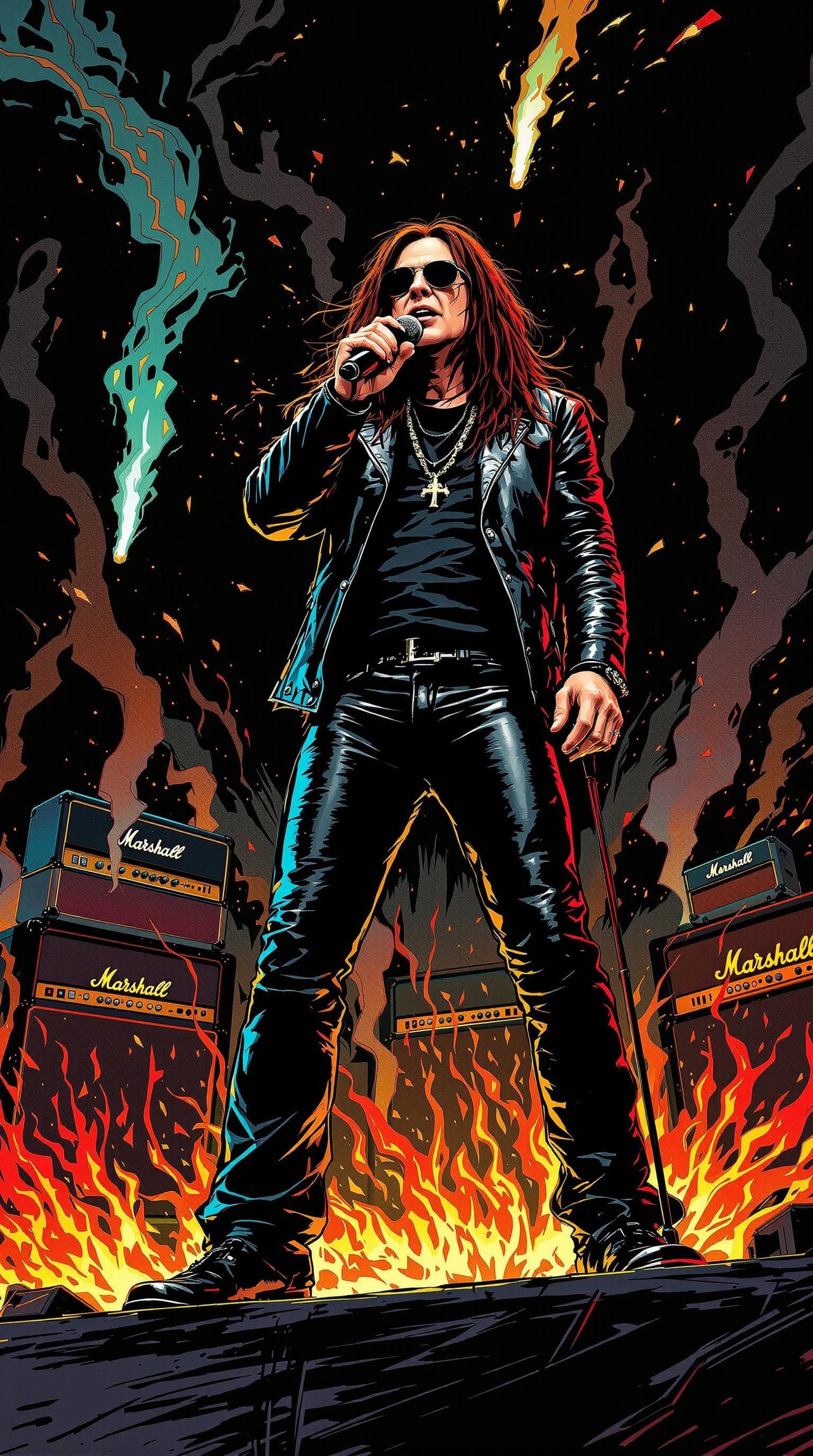 Rock Star on Stage in Surreal Style